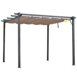 Outsunny 3X3(M) Pergola Gazebo Sun Shade Shelter Aluminium Garden Canopy, Brown - thumbnail 2