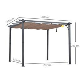 Outsunny 3X3(M) Pergola Gazebo Sun Shade Shelter Aluminium Garden Canopy, Brown - thumbnail 3
