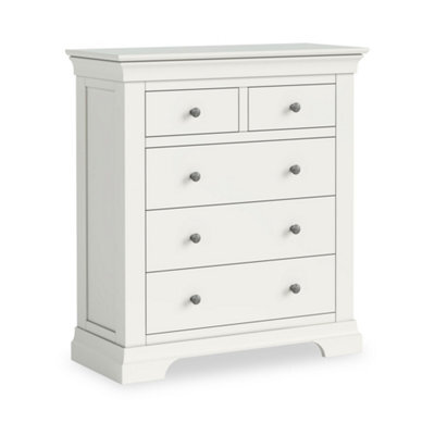 Colette White 2 Over 3 Chest Of Drawers Fully Assembled - By Roseland Furniture - image 1