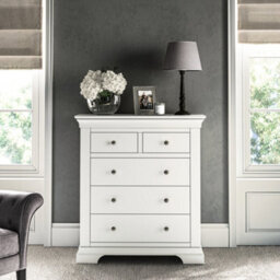Colette White 2 Over 3 Chest Of Drawers Fully Assembled - By Roseland Furniture - thumbnail 3