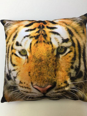 Rapport Tiger Photographic Print Scatter Cushion Cover Yellow