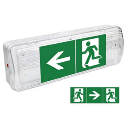 Long Life Lamps Company Glass Emergency Led Light Bulkhead With Green Man Fire Exit Sleeve Celling Or Wall Mount Eml01D - thumbnail 3