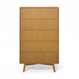 Teamson Home Tremolo Chest Of Drawers 5 Fluted Push-Open Drawer Bedroom Dresser, Natural - thumbnail 6