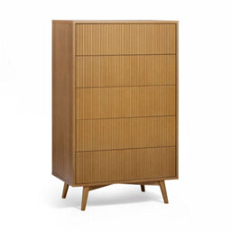 Teamson Home Tremolo Chest Of Drawers 5 Fluted Push-Open Drawer Bedroom Dresser, Natural - thumbnail 2