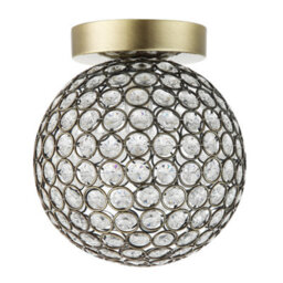 Happy Homewares Modern Antique Brass And Clear Beaded Glass Ip44 Rated Bathroom Ceiling Light - thumbnail 2