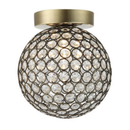 Happy Homewares Modern Antique Brass And Clear Beaded Glass Ip44 Rated Bathroom Ceiling Light - thumbnail 1