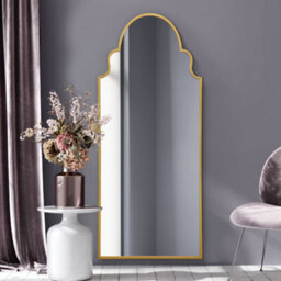 "Mirroroutlet  Arcus - Gold Framed Arched Leaner / Wall Mirror 79"" X 33"" (200Cm X 85Cm)"