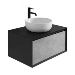 Plum&clay Declan Black & Concrete Wall Mounted Vanity Unit With Black Countertop Set (W)750mm (H)400mm - thumbnail 2