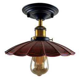 Industrial- Semi Flush Mount Ceiling Light With E27 Flat Rustic Red Umbrella Shade For Living Room And Kitchen - thumbnail 1