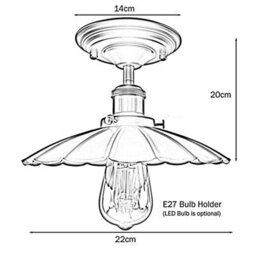 Industrial- Semi Flush Mount Ceiling Light With E27 Flat Rustic Red Umbrella Shade For Living Room And Kitchen - thumbnail 4