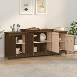 Berkfield Modern Sideboard Honey Brown 164X37X68 Cm Solid Wood Pine - thumbnail 3