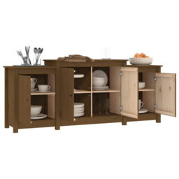 Berkfield Modern Sideboard Honey Brown 164X37X68 Cm Solid Wood Pine - thumbnail 4