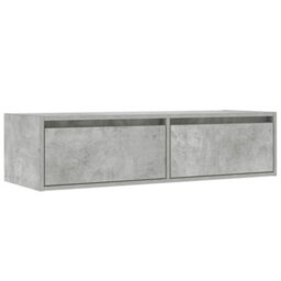 Berkfield Tv Cabinet With Led Lights Concrete Grey 100X35.5X25 Cm - thumbnail 6