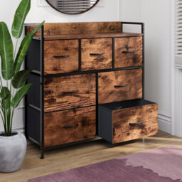 Lassic Vida Designs Chorley 7 Drawer Fabric Ukfr Chest Of Drawers, Rustic Brown - thumbnail 6