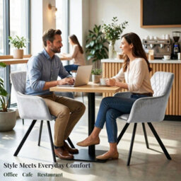 Evre Mason Light Grey Velvet Dining Chairs Set Of 2 Upholstered Chairs With Arms & Metal Legs - thumbnail 8