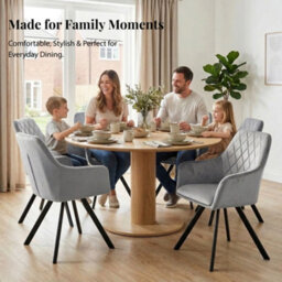 Evre Mason Light Grey Velvet Dining Chairs Set Of 2 Upholstered Chairs With Arms & Metal Legs - thumbnail 7