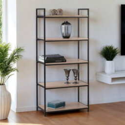 Oakham Premium Camden Tall Bookcase In Black And Sonoma Oak - thumbnail 3