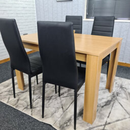 Kosy Koala Modern Oak Effect Dining Table Set With 4 Black Faux Leather Chairs Dining Room Furniture - thumbnail 9