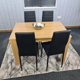 Kosy Koala Modern Oak Effect Dining Table Set With 4 Black Faux Leather Chairs Dining Room Furniture - thumbnail 6