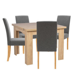 Hallowood Furniture Newquay Oak Flip Top Extending Table With 4 Upholstered Chairs In Grey Fabric - thumbnail 8