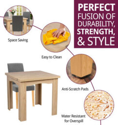 Hallowood Furniture Newquay Oak Flip Top Extending Table With 4 Upholstered Chairs In Grey Fabric - thumbnail 2