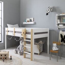 Nöa & Nani Noa & Nani Midsleeper Kids Solid Wood Cabin Bed In Classic White Una - thumbnail 1