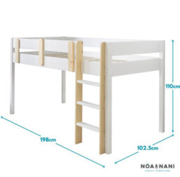 Nöa & Nani Noa & Nani Midsleeper Kids Solid Wood Cabin Bed In Classic White Una - thumbnail 8