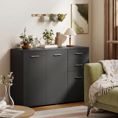 Homcom Modern Sideboard Kitchen Storage Cabinet, Black - image 1