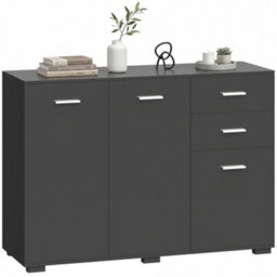 Homcom Modern Sideboard Kitchen Storage Cabinet, Black - thumbnail 2