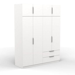 FurniComp LTD Furnicomp Chicago 8 Door 2 Drawer 160Cm Matt White Space Saving Wardrobe - thumbnail 4