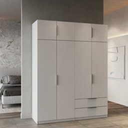 FurniComp LTD Furnicomp Chicago 8 Door 2 Drawer 160Cm Matt White Space Saving Wardrobe - thumbnail 1