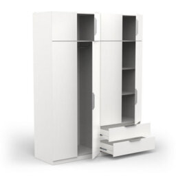 FurniComp LTD Furnicomp Chicago 8 Door 2 Drawer 160Cm Matt White Space Saving Wardrobe - thumbnail 6