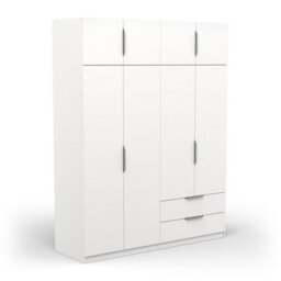 FurniComp LTD Furnicomp Chicago 8 Door 2 Drawer 160Cm Matt White Space Saving Wardrobe - thumbnail 7