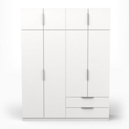 FurniComp LTD Furnicomp Chicago 8 Door 2 Drawer 160Cm Matt White Space Saving Wardrobe - thumbnail 2