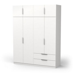 FurniComp LTD Furnicomp Chicago 8 Door 2 Drawer 160Cm Matt White Space Saving Wardrobe - thumbnail 3