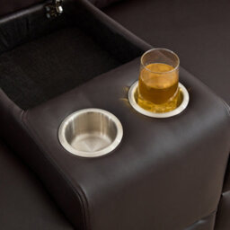 Hudson 2 Seat Rocker Recliner Sofa With Centre Console - Brown - thumbnail 8