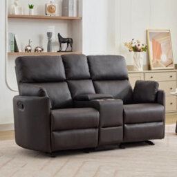 Hudson 2 Seat Rocker Recliner Sofa With Centre Console - Brown - thumbnail 3