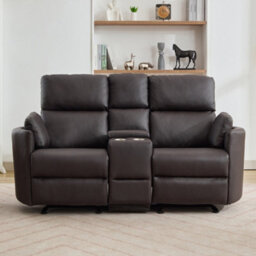 Hudson 2 Seat Rocker Recliner Sofa With Centre Console - Brown - thumbnail 2