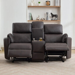 Hudson 2 Seat Rocker Recliner Sofa With Centre Console - Brown - thumbnail 1