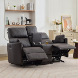 Hudson 2 Seat Rocker Recliner Sofa With Centre Console - Brown - thumbnail 4