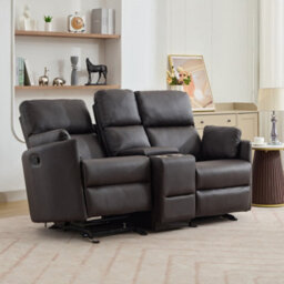 Hudson 2 Seat Rocker Recliner Sofa With Centre Console - Brown - thumbnail 6