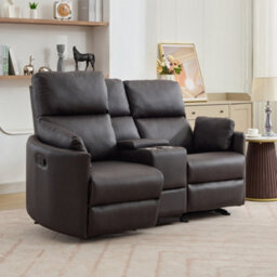 Hudson 2 Seat Rocker Recliner Sofa With Centre Console - Brown - thumbnail 5