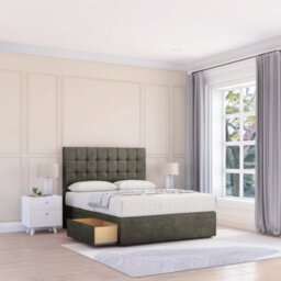 "Sloomy 4Ft6  Alabama Divan Bed Base Pewter Dumfries ,4 Drawers & 26"" Struts Headboard - Double" - thumbnail 1