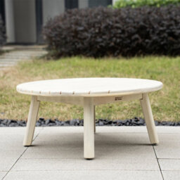 Abrihome Wood Round Coffee Table - Solid Outdoor Garden Table - W70 X D70 X H30 Cm - Nordic Style - thumbnail 8