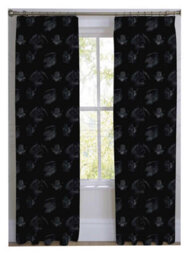 "66"" X 72"" Magistus Pencil Pleat Curtain Set, Alchemy England, Grim Reaper Skeletons, Black" - thumbnail 2
