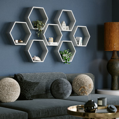 3 Pack Of Hexagon Wall Shelf White Matte (02199X3)
