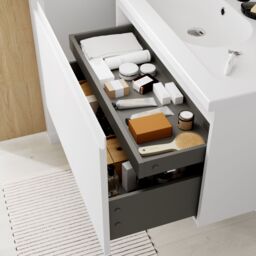 GoodHome Levanna Matt White Wall-Mounted Vanity Unit & Basin Set (W)800mm (H)480mm - thumbnail 9