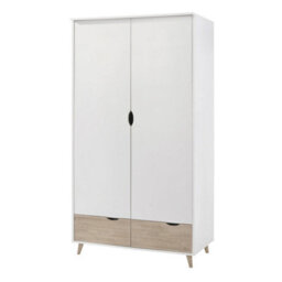 Wyld Haus Skerries 2-Door Wardrobe Matt White With Natural Oak - thumbnail 2