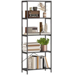 Homcom Industrial Bookshelf, Freestanding Bookcase, Dark Grey And Black - thumbnail 2