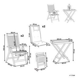 Beliani Bistro Set With Cushions Folding Amantea Acacia Wood Blue - thumbnail 3